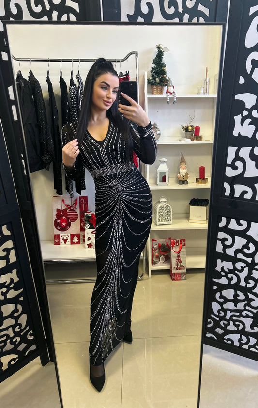 8118 NAZIRA strasszköves maxi alkalmi ruha
