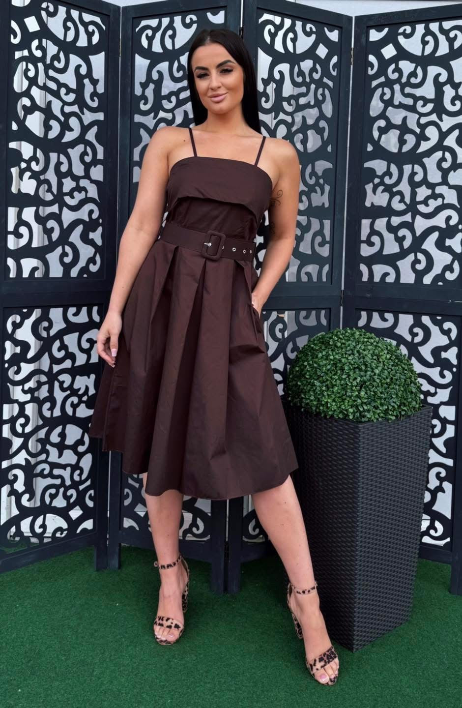 59681 MARGOT vászon ruha övvel