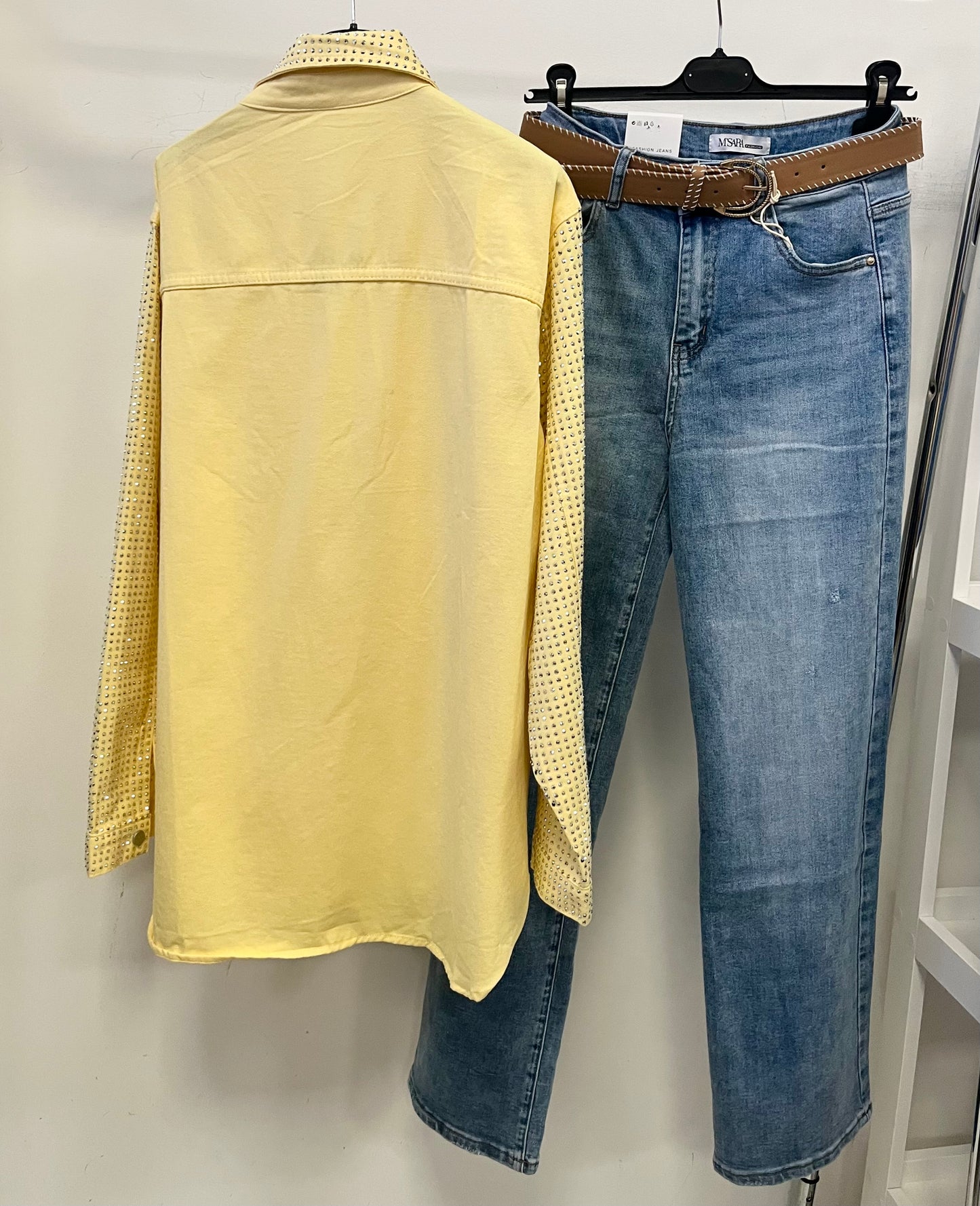 0185 YELLOW strasszköves oversize ing