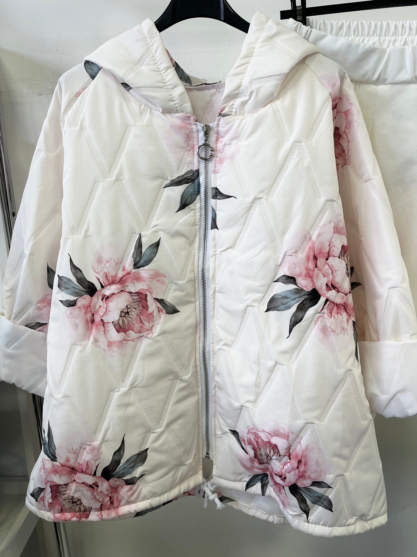 89721 ROSY virágos oversize kapucnis tavaszi kabát