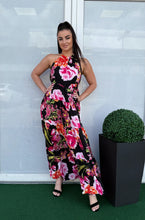 Kép betöltése a galériamegjelenítőbe: 9643 ESMERALDA virágos nyakbakötős  nyári ruha
