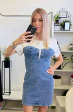 Kép betöltése a galériamegjelenítőbe: TR647 ZORKA pamut betétes farmer ruha
