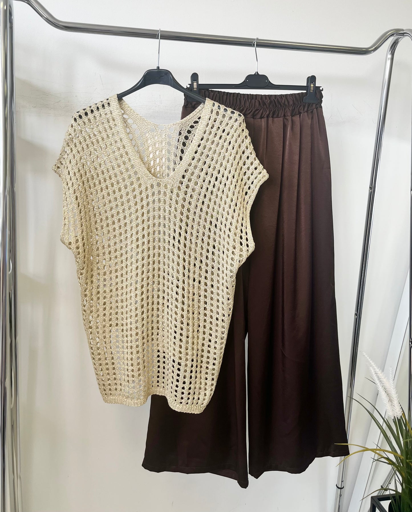 3010 LUREX lyukacsos oversize felső