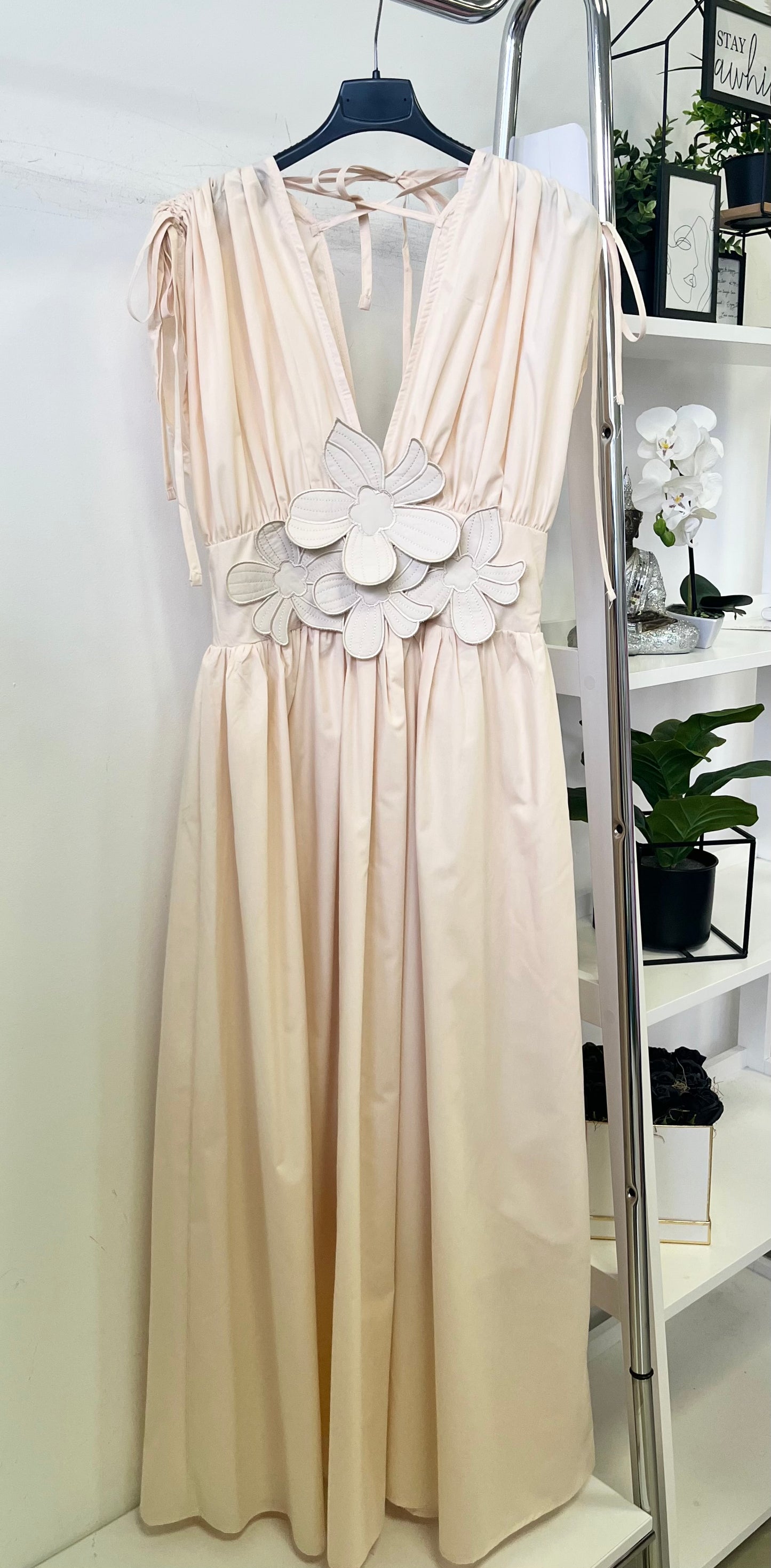 13585 SINDY vászon maxi ruha