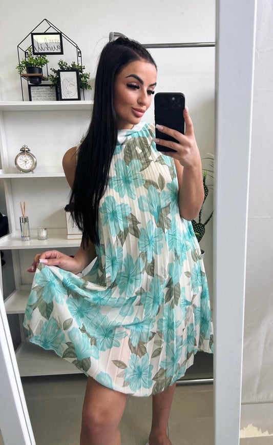 6518 LULU virágos pliszírozott ruha
