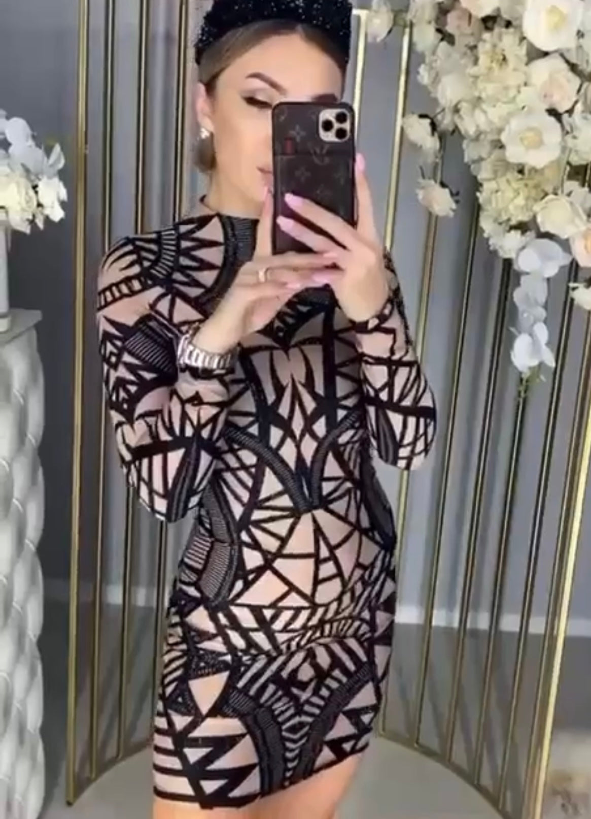 20525 BETTY strasszköves mintás ruha