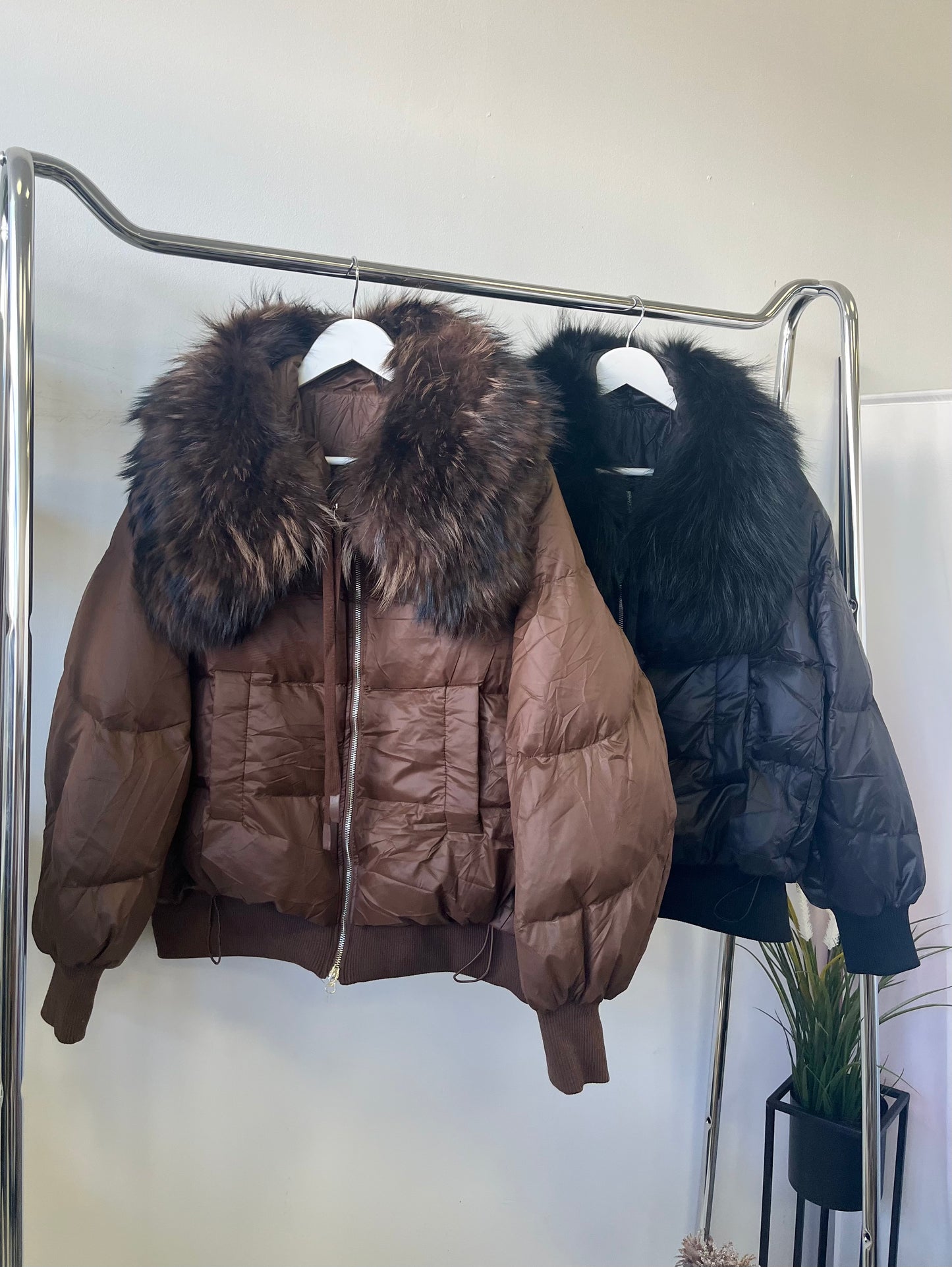 ERICA Oversize szőrme galléros kabát