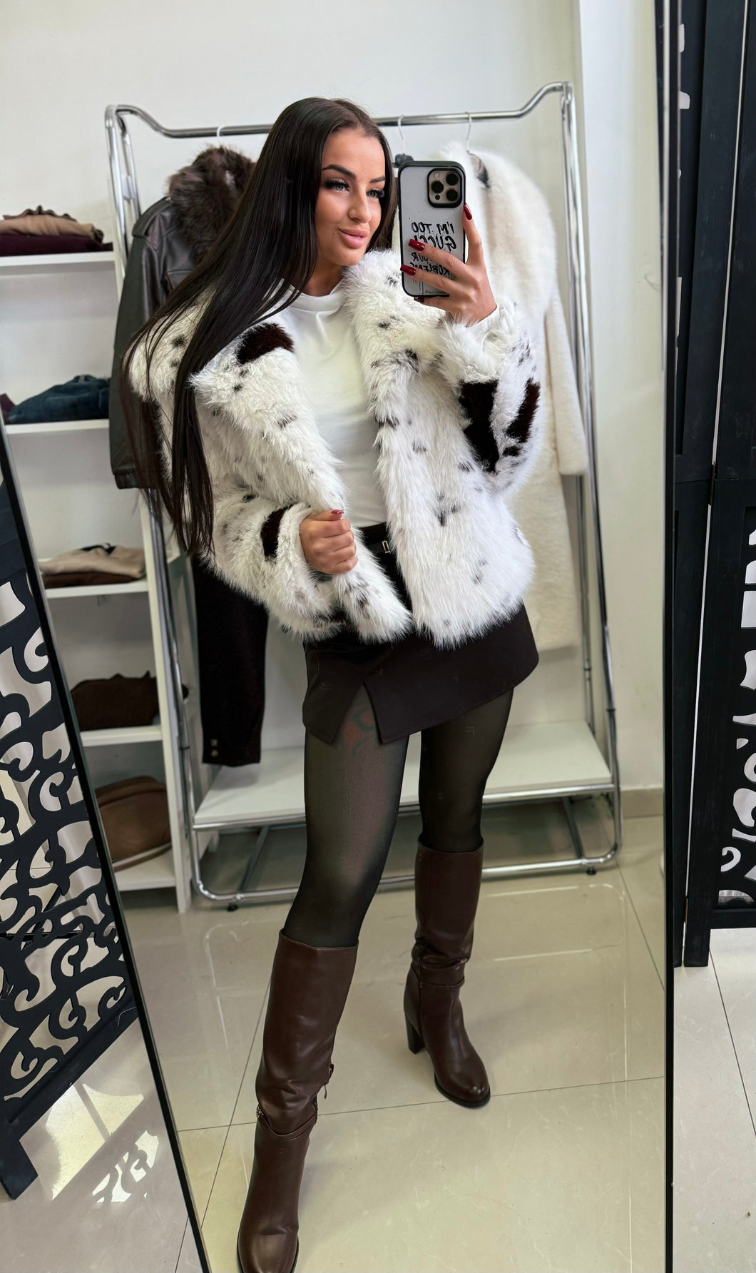 87026 BRIE fehér-barna foltos műszőr bunda