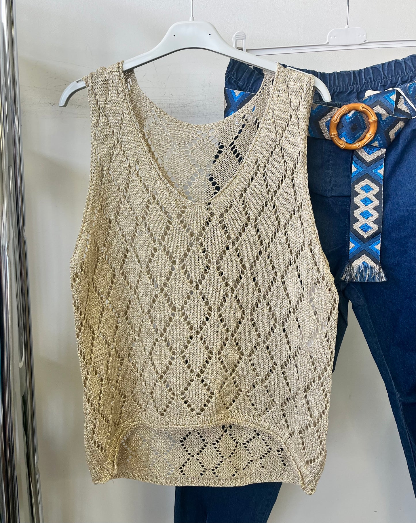 10851 LUREX top rombusz mintával