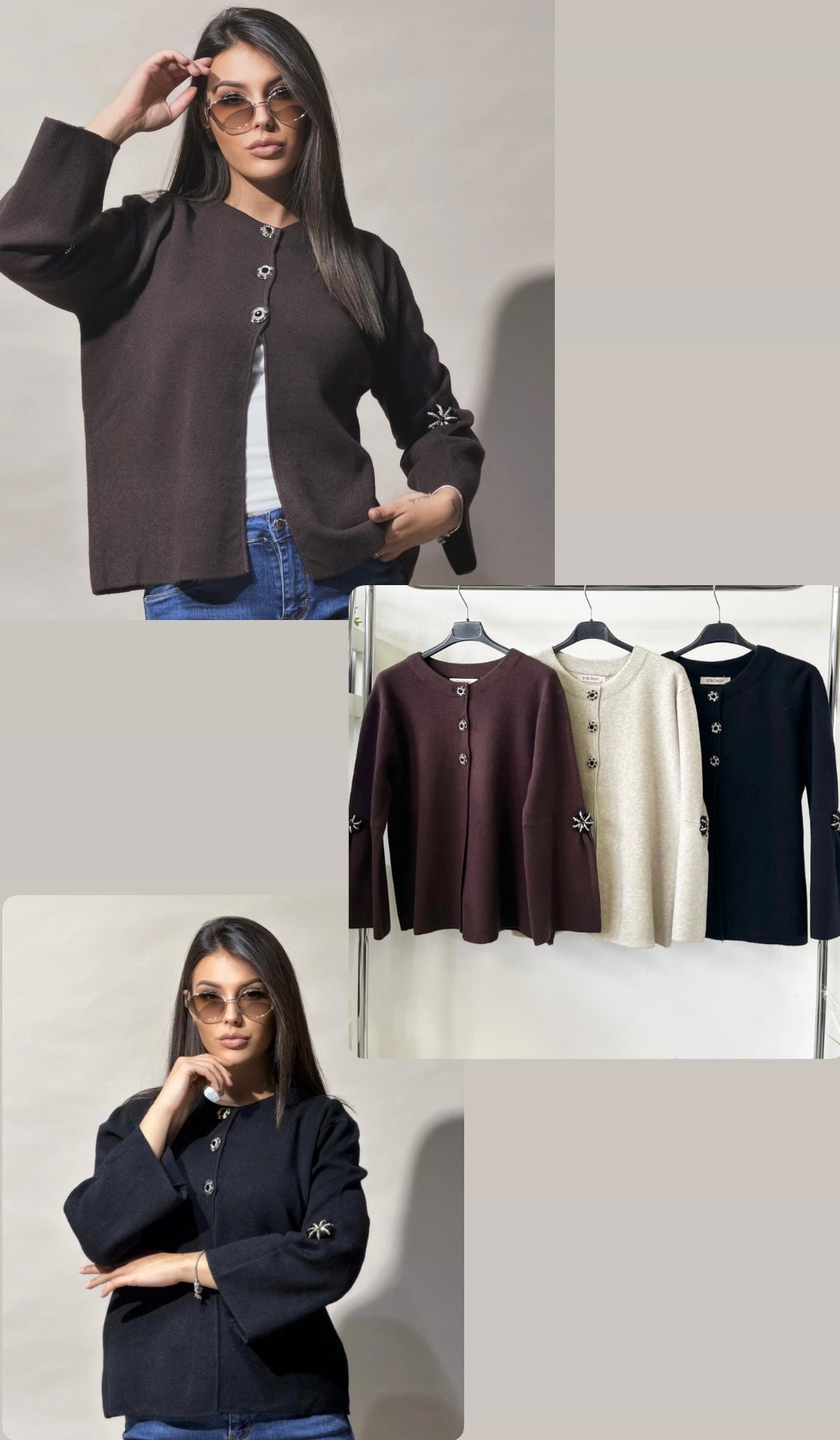 5065 NELLA kardigán köves gombokkal