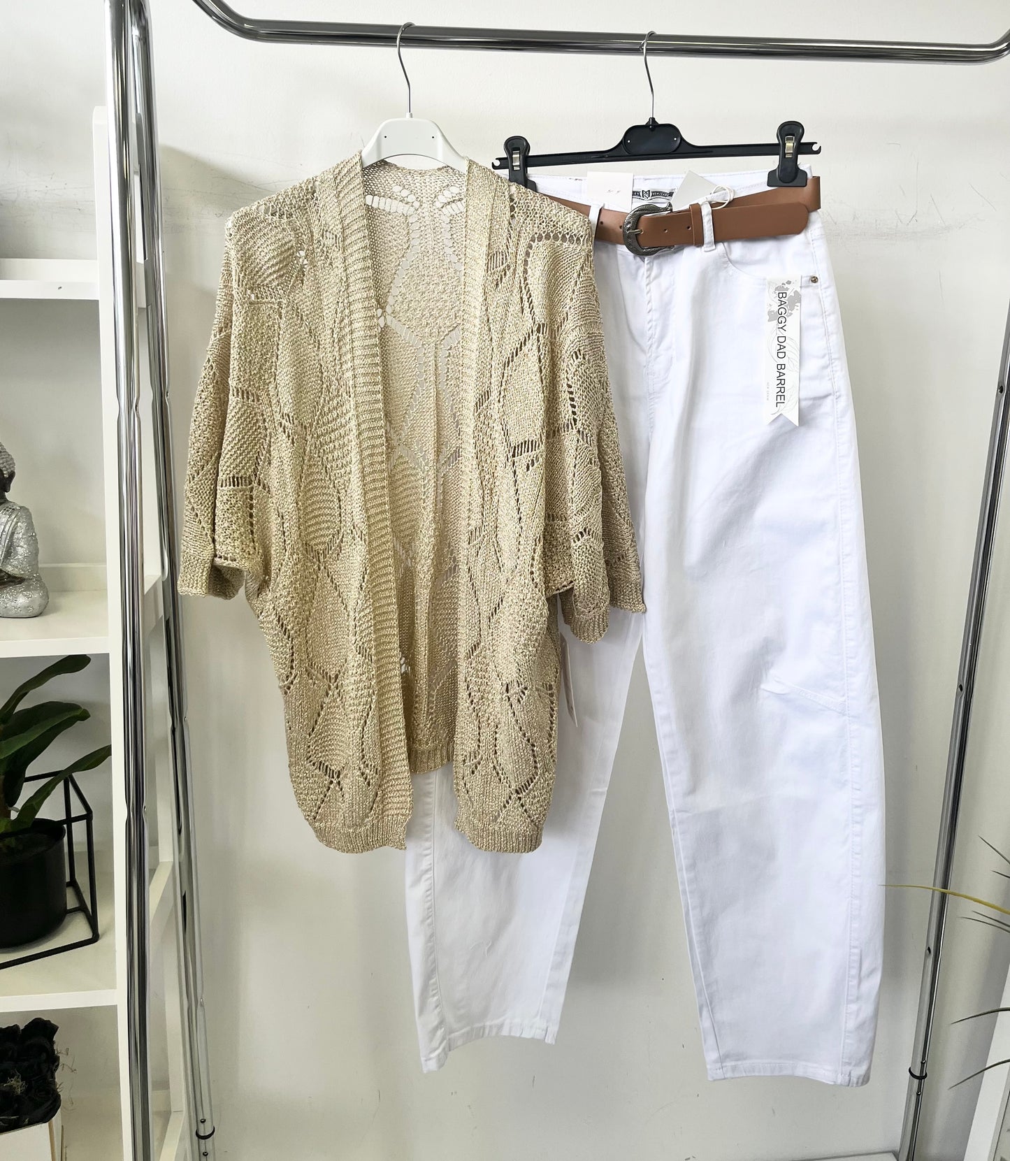 10659 LUREX lyukacsos mintás kardigán