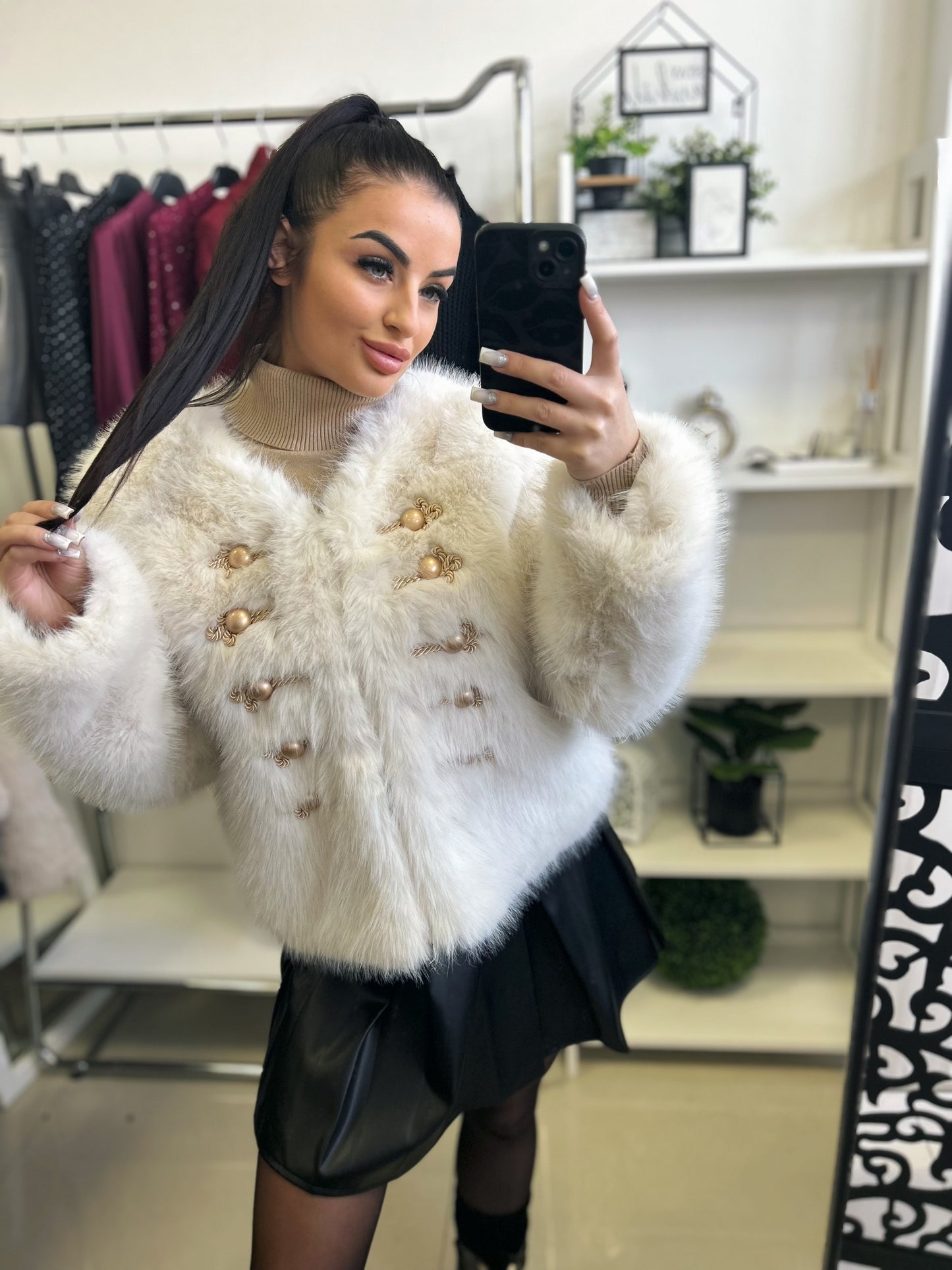8468 ALIDA arany gombos műszőr bunda