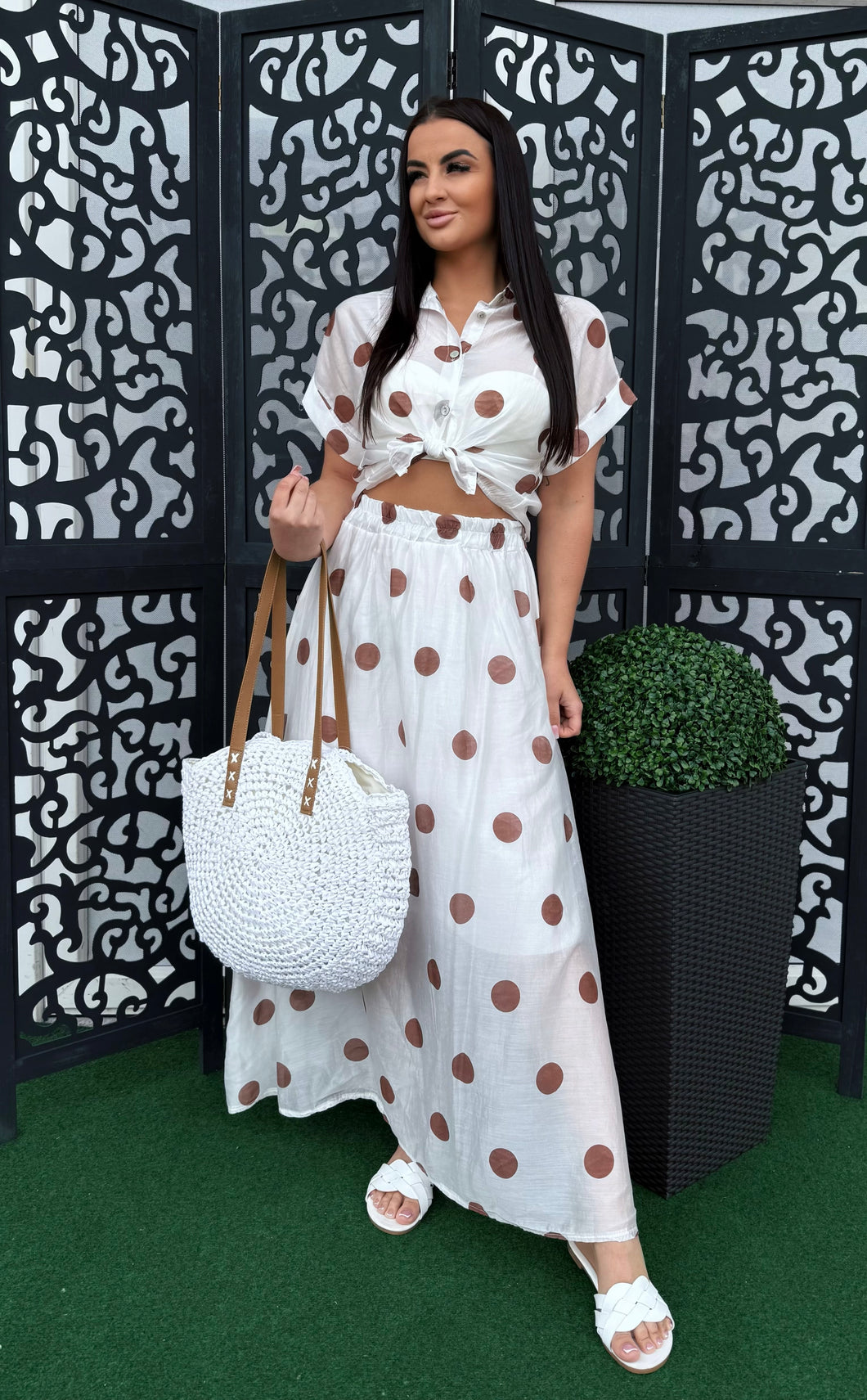 5680 ANDREA pöttyös műselyem blúz