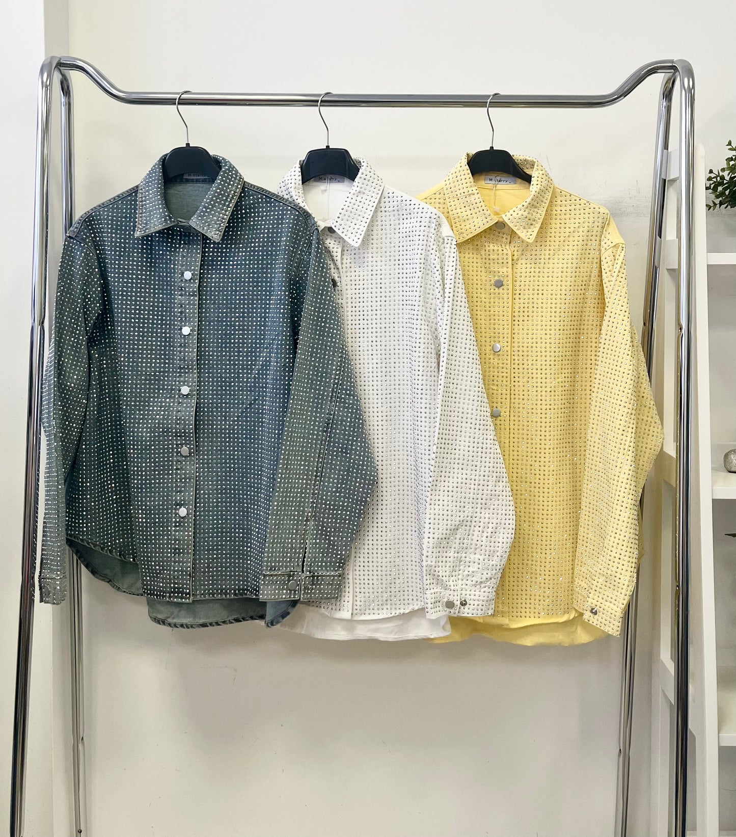 0185 YELLOW strasszköves oversize ing