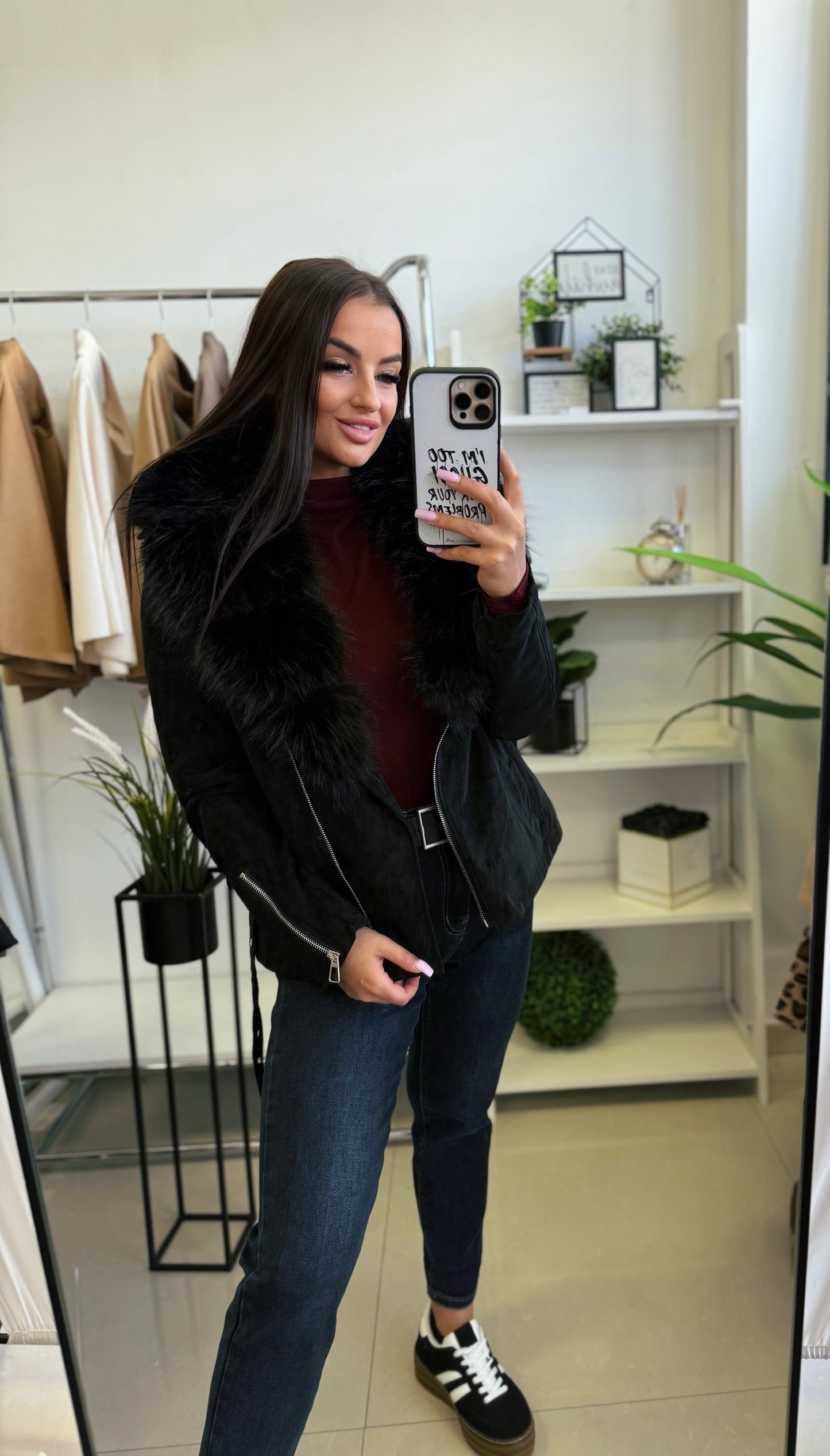 TR8861 DAISY műszőrme galléros művelúr kabát