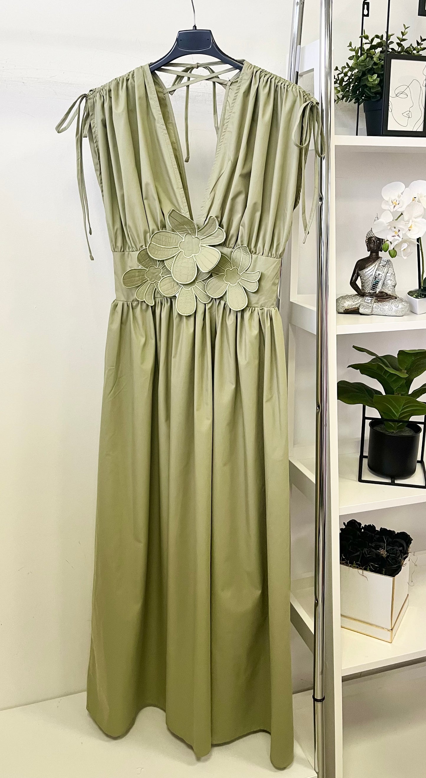 13585 SINDY vászon maxi ruha