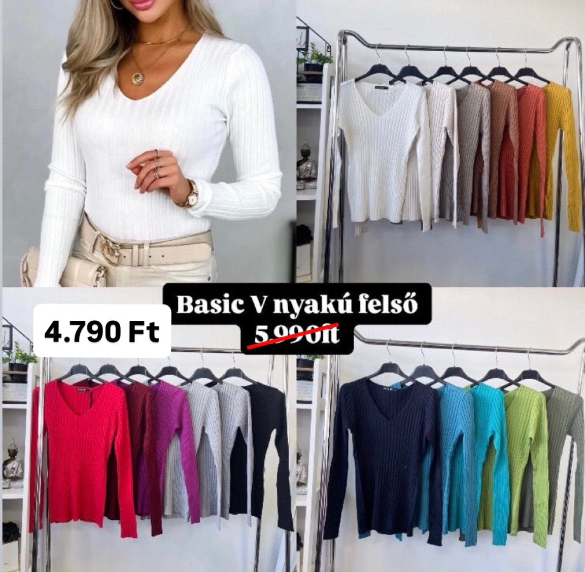 5808 BORDÁS basic V nyakú felső
