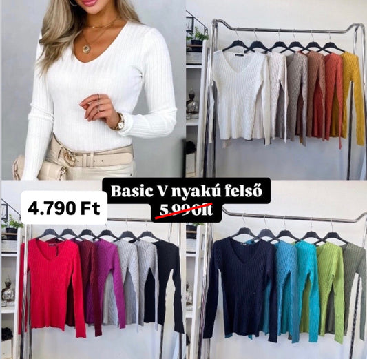 5808 BORDÁS basic V nyakú felső