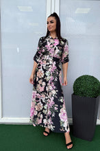 Kép betöltése a galériamegjelenítőbe: 10500 LUCY virágos öves vászon ruha
