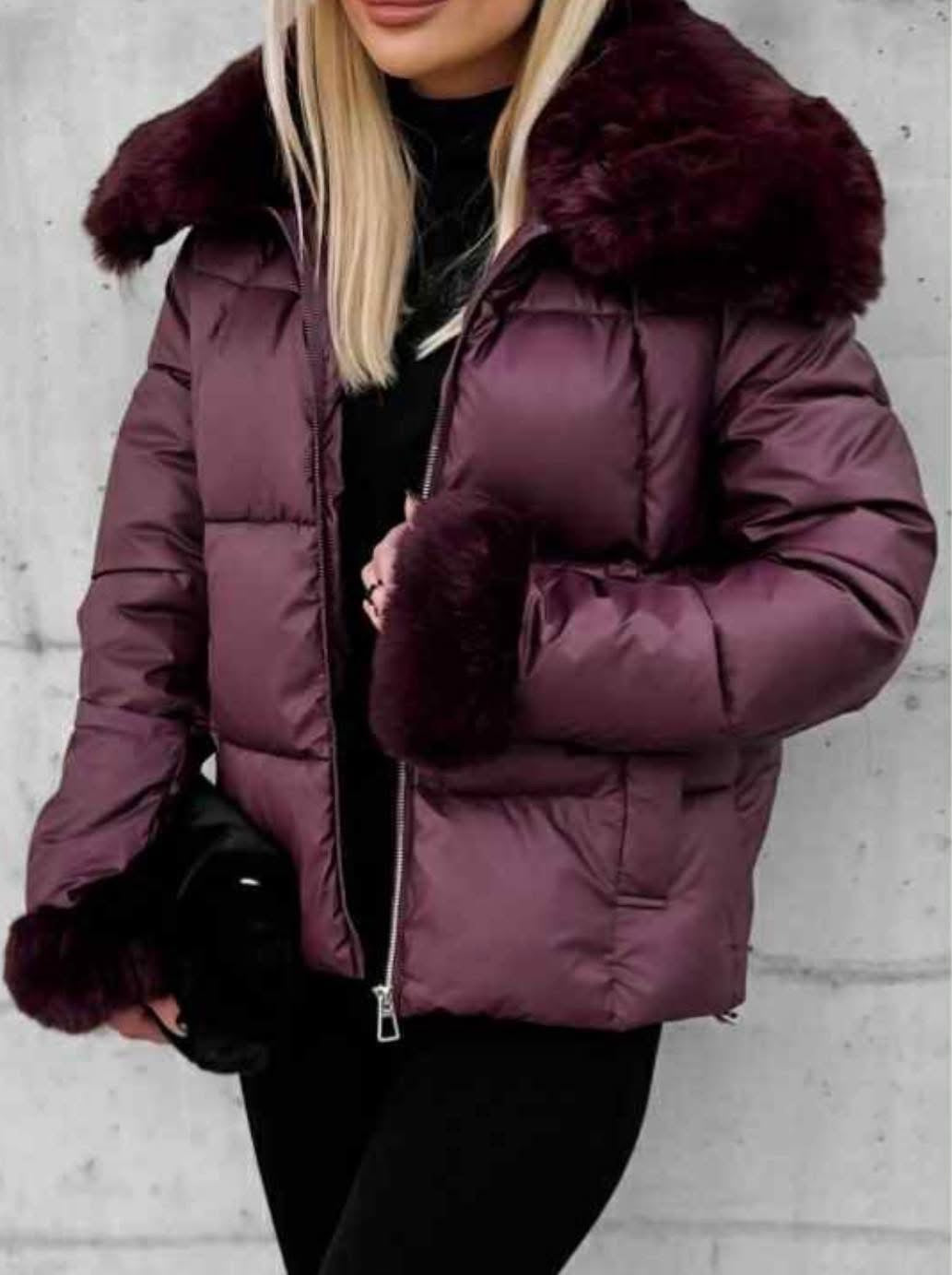 88527-27 BURGUNDI szőrmés kabát