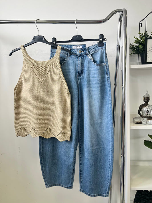 10178/10739LUREX hullám aljú top