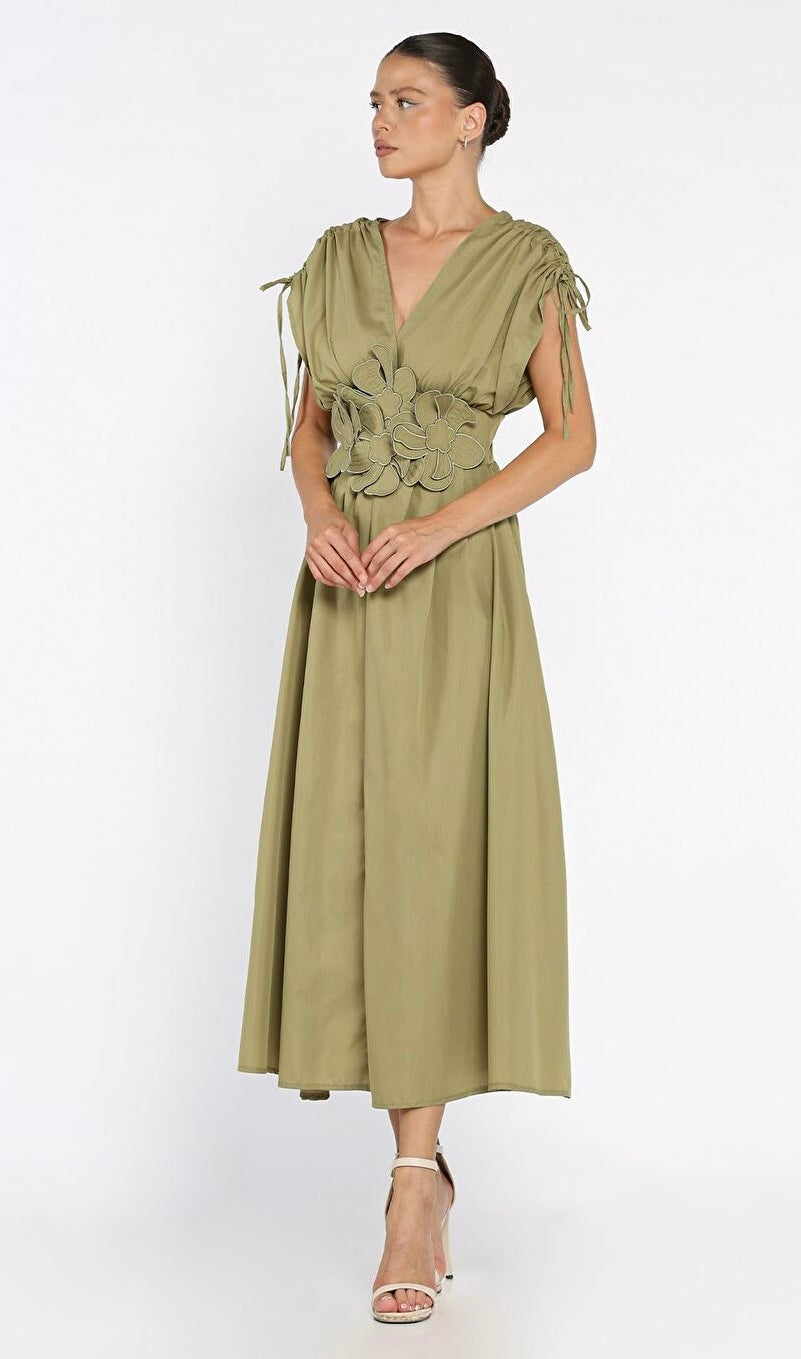 13585 SINDY vászon maxi ruha