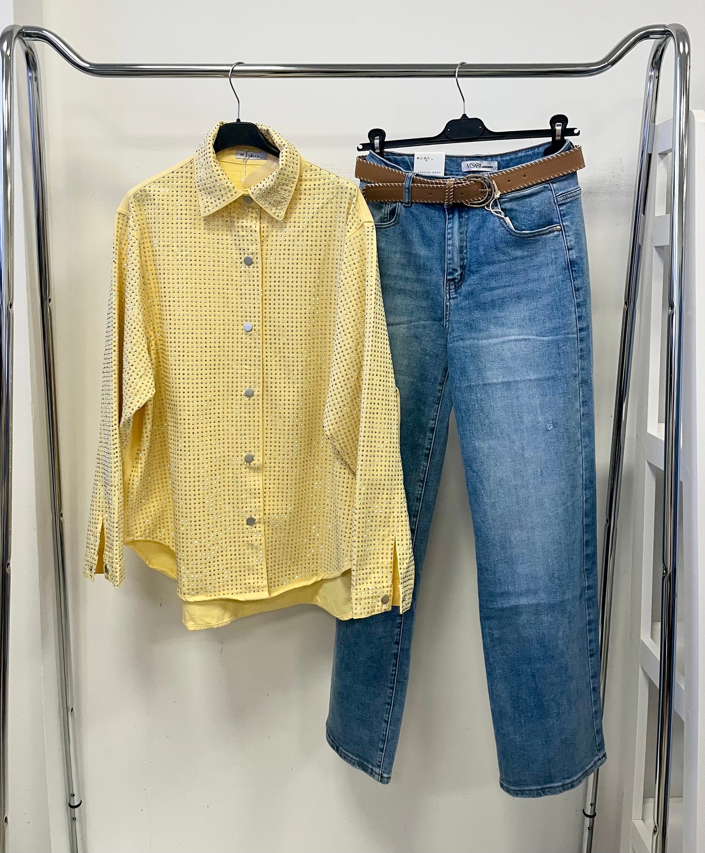 0185 YELLOW strasszköves oversize ing