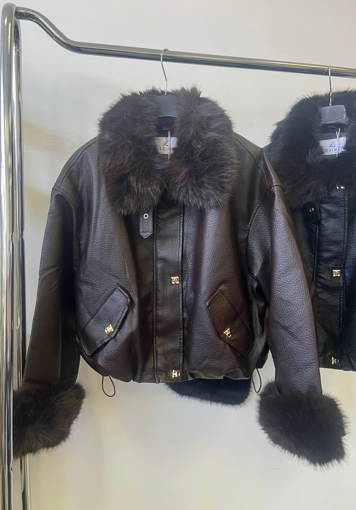 9429 LISSA oversized szőrmės műbőr kabát