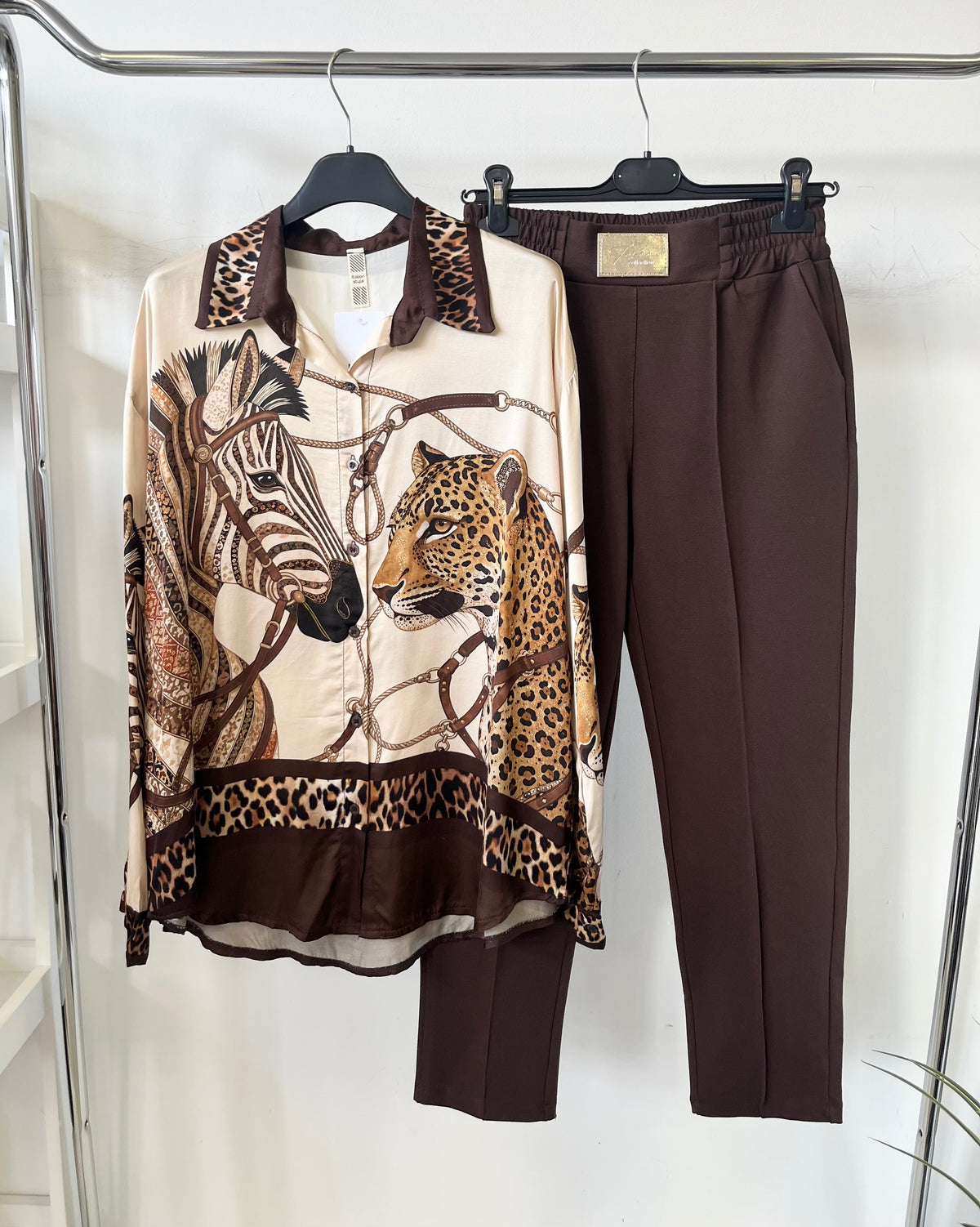 36158 LEOPÁRD-ZEBRA mintás selyemfényű blúz