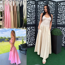 Kép betöltése a galériamegjelenítőbe: 18919 MOLLY nyakba akasztós vászon szoknyás ruha
