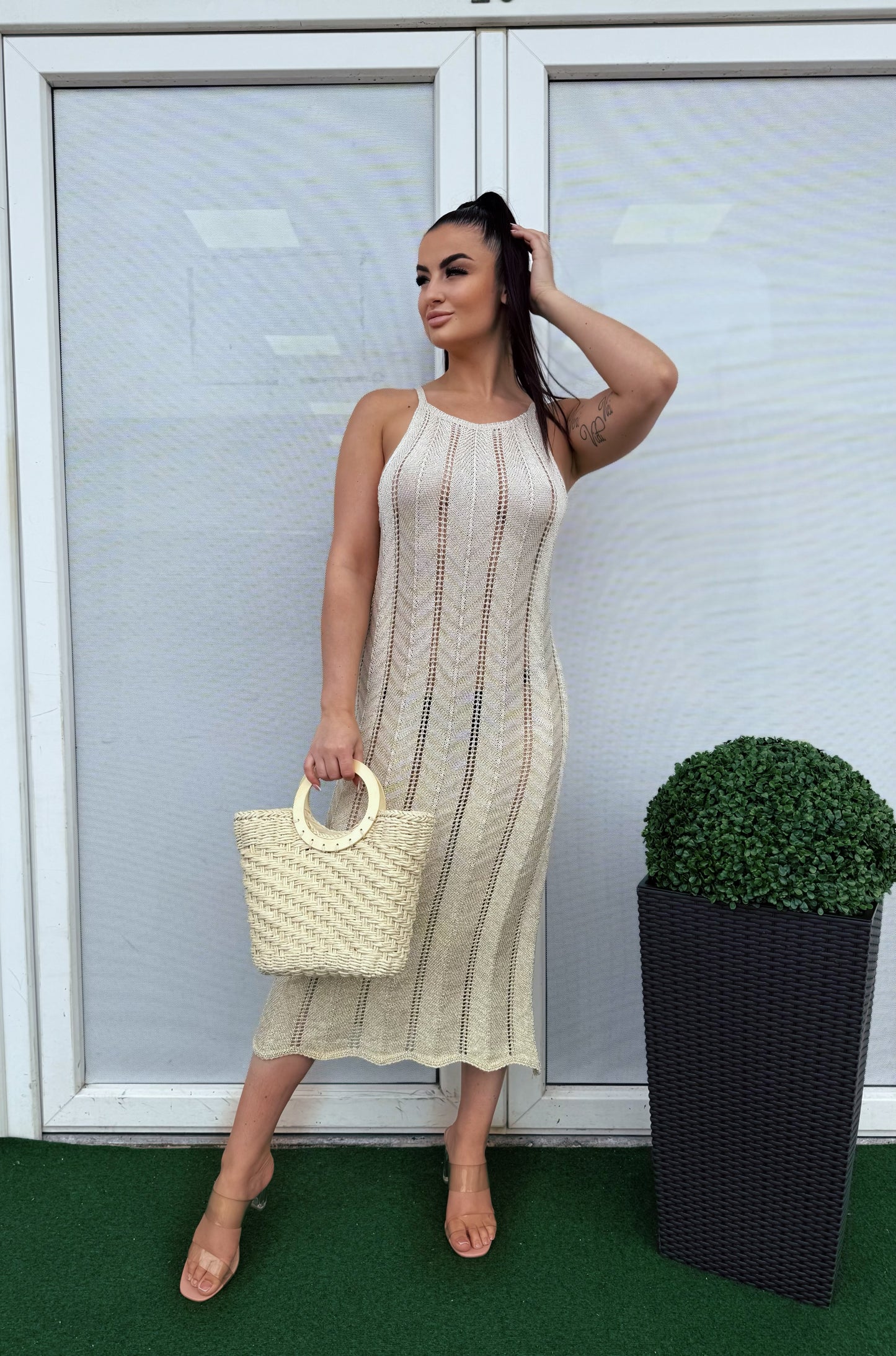 5578 LINETTA lurex nyári kötött ruha