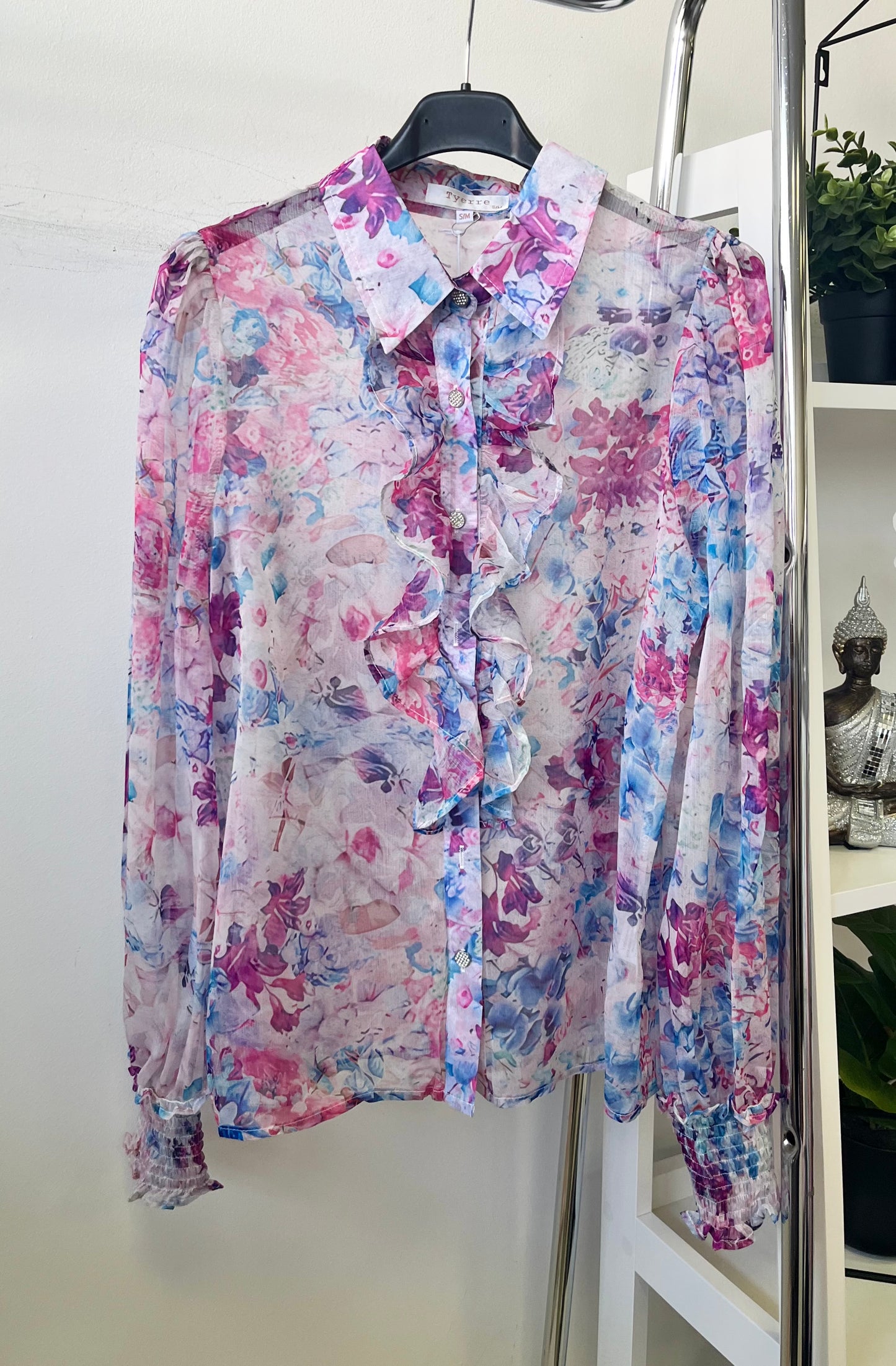 81253 LINDSEY rózsás organza blúz