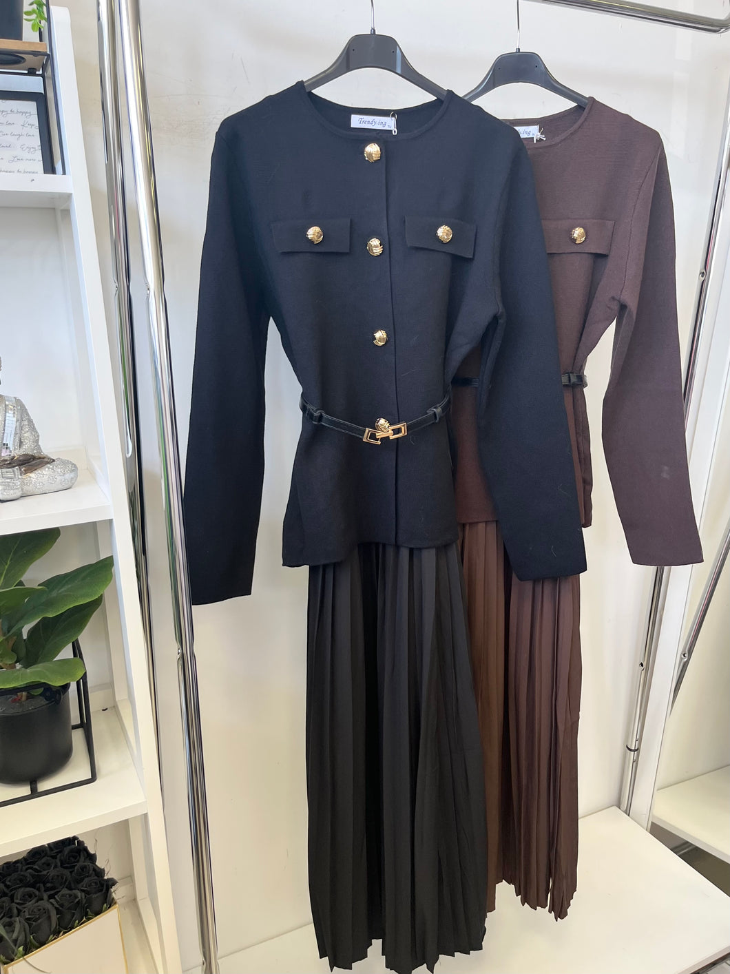 65076 GLORIA ruha + kardigán szett övvel