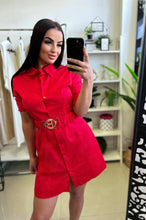 Kép betöltése a galériamegjelenítőbe: 23314 VINETTA vászon mini ruha
