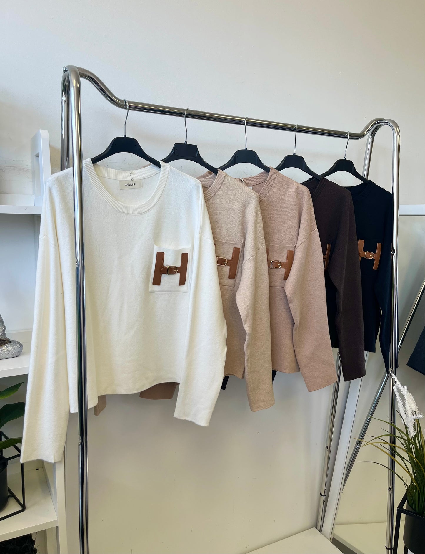85748 HENNA oversized kötött pulóver