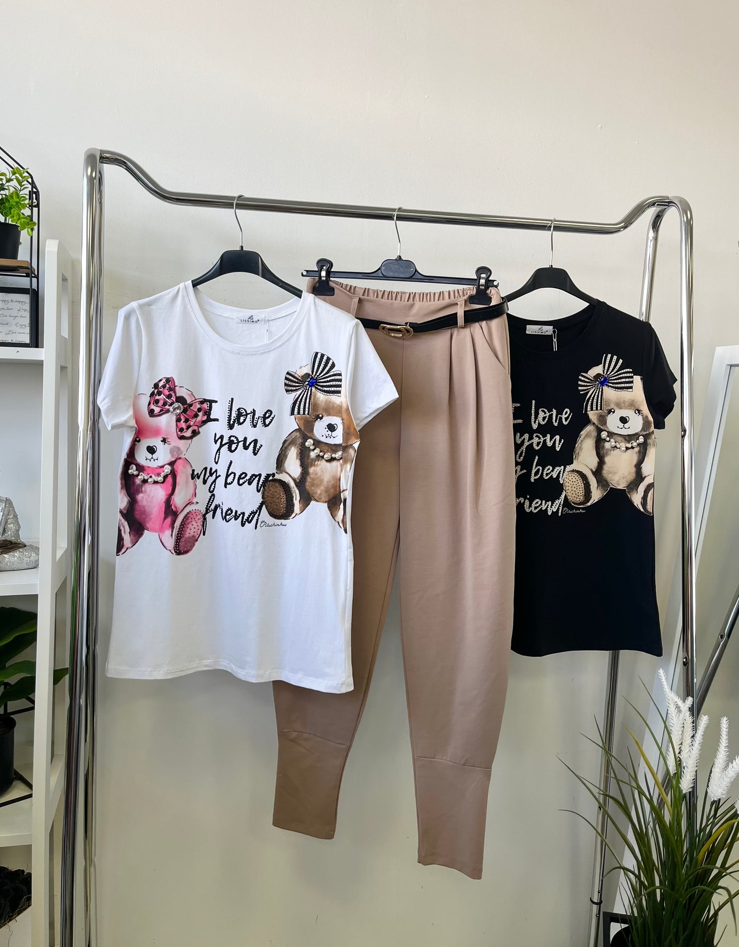 201 BEAR FRIENDS maci strasszos pamut póló