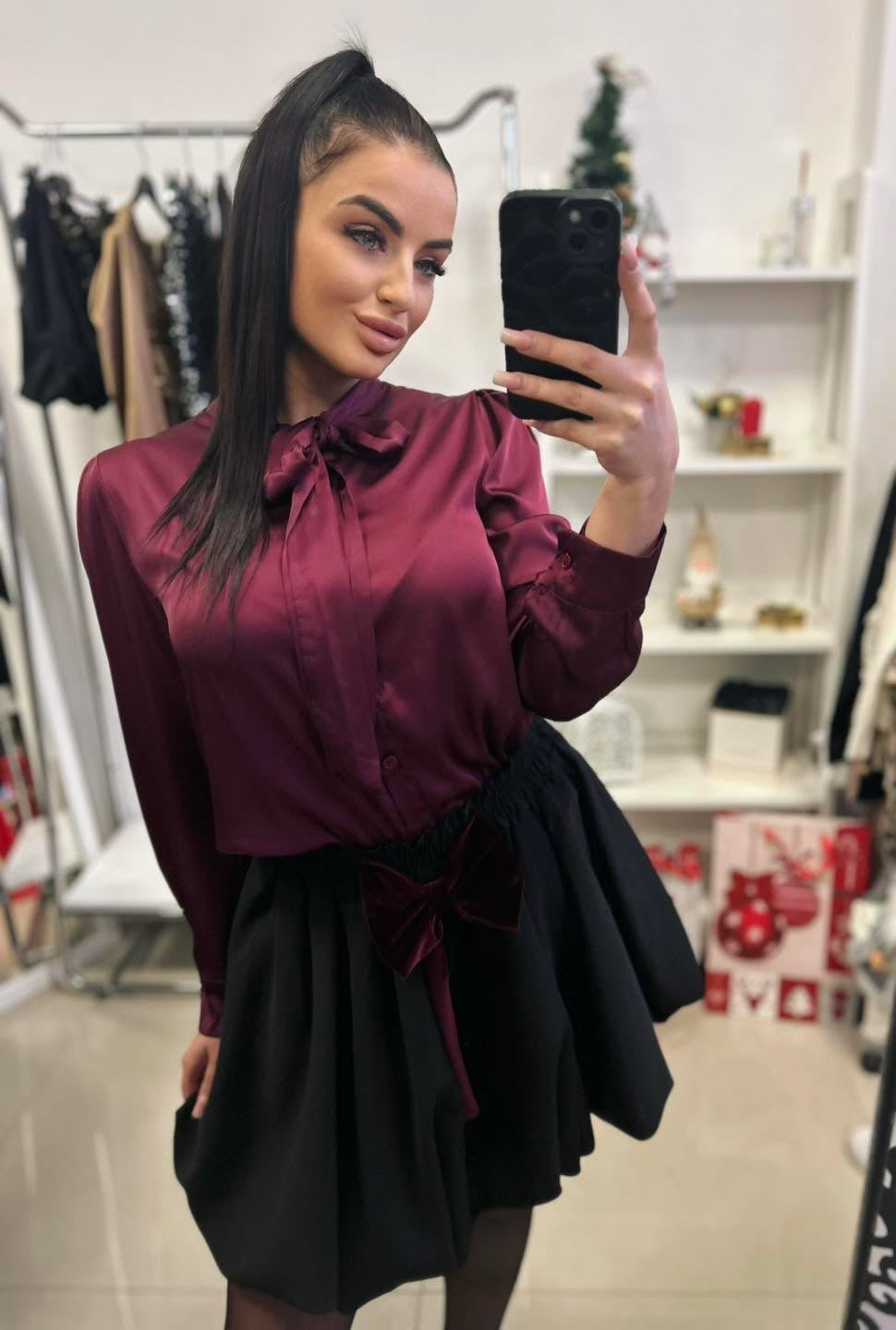 10051 LINDA kötös szatén blúz