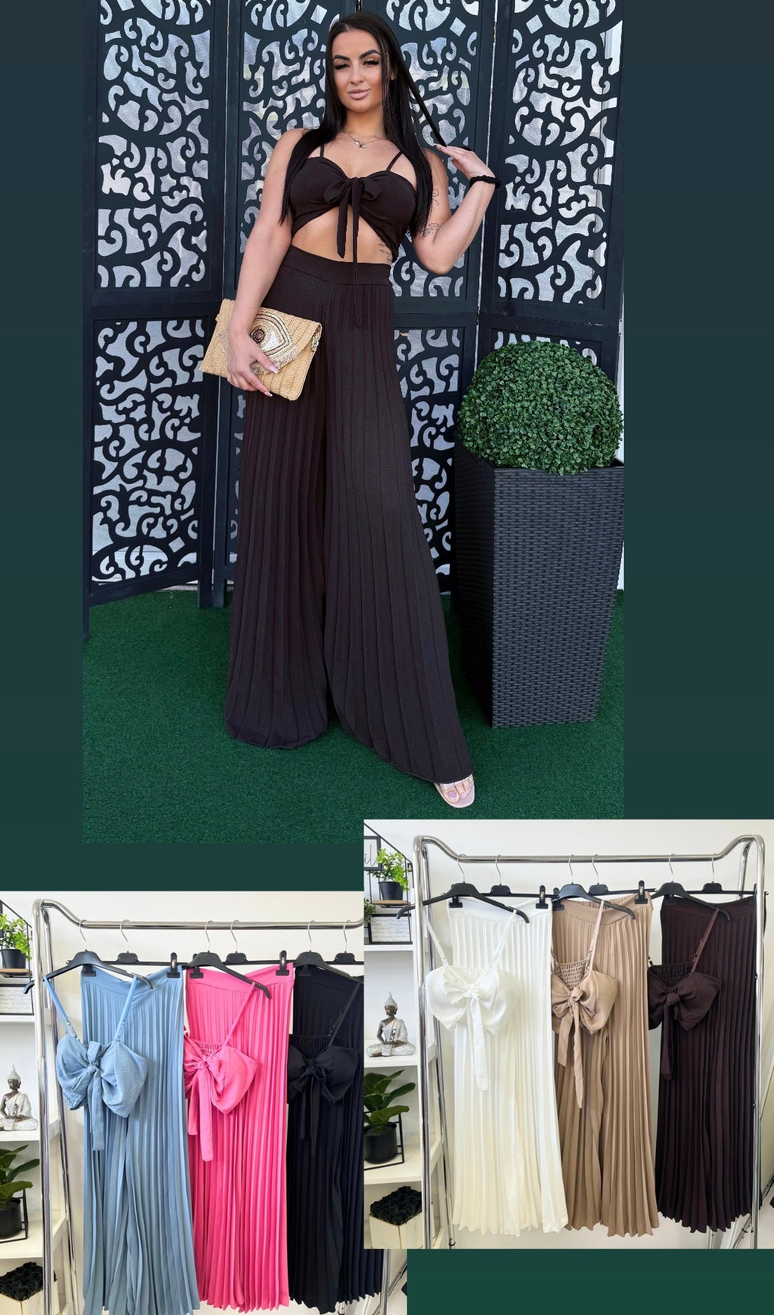 10159 ALIANA top + pliszírozott nadrág szett