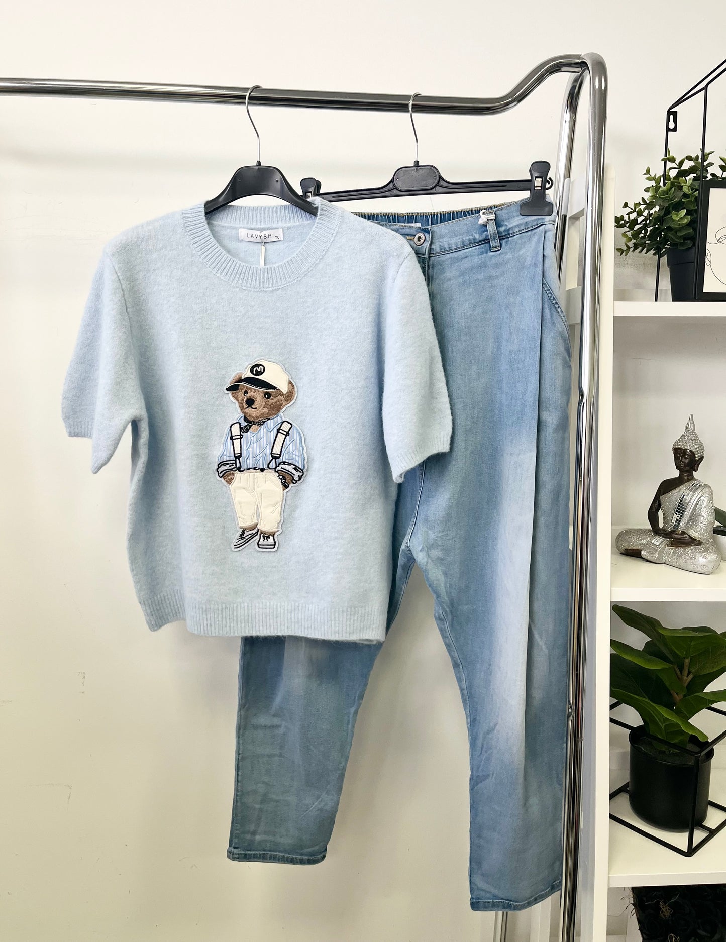 8150 TEDDY rövid ujjú kötött tavaszi pulóver