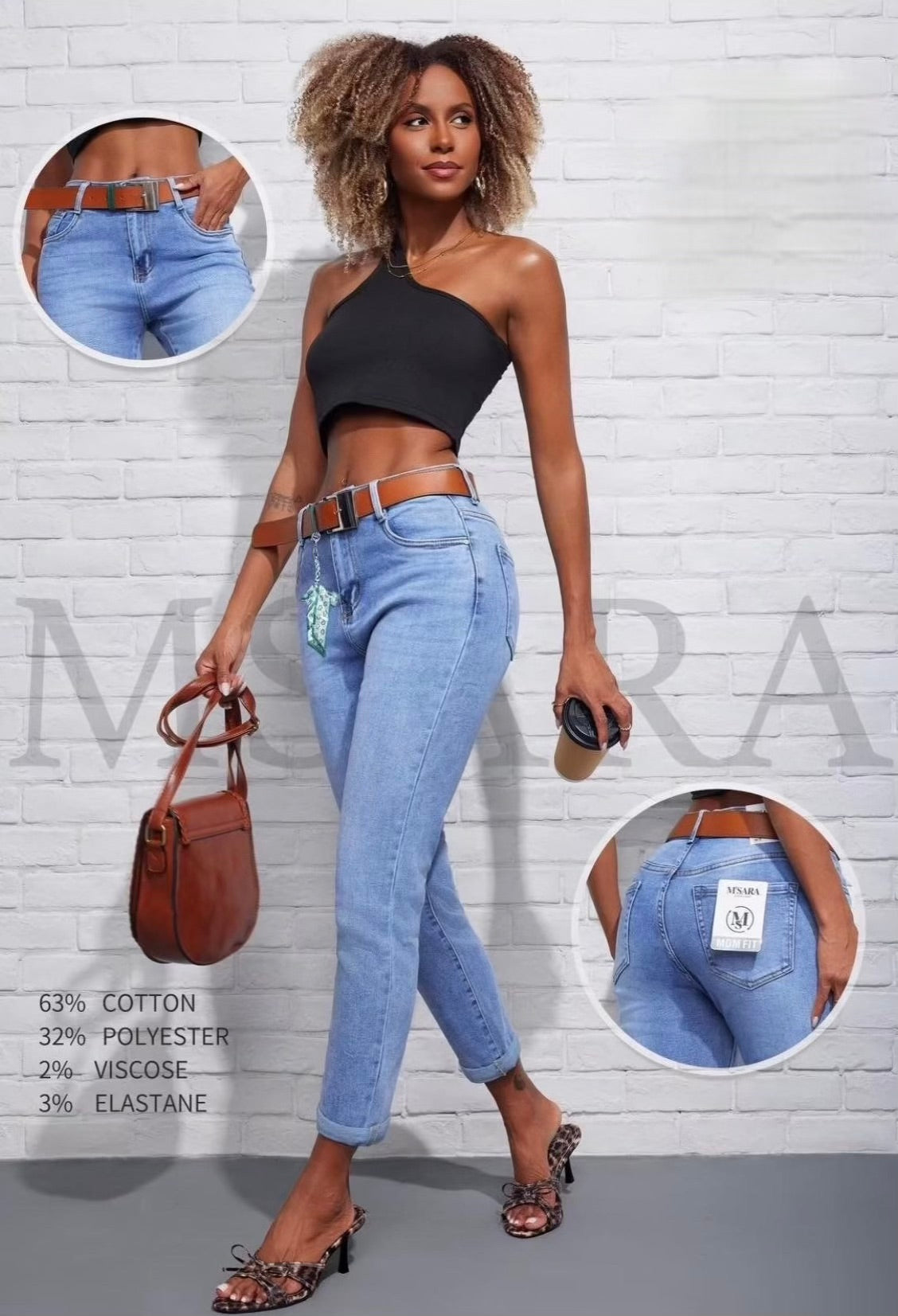 2939 BLUE Mom fit farmernadrág