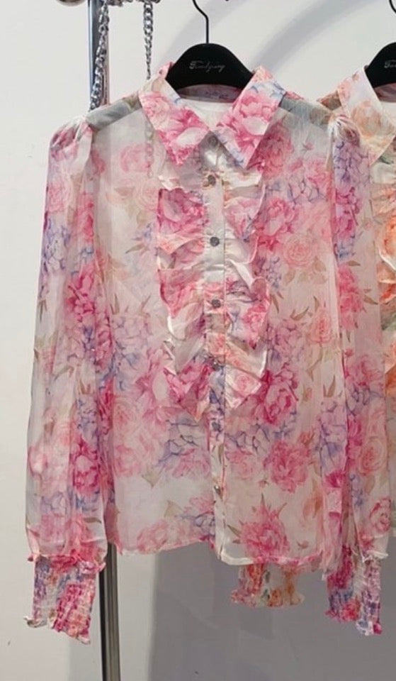 81253 LINDSEY rózsás organza blúz