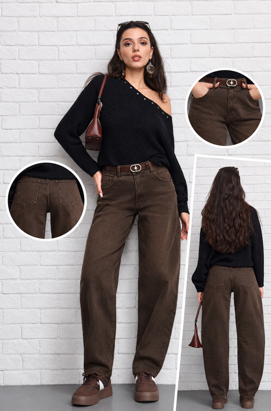 1226-60 BROWN balloon fit nadrág