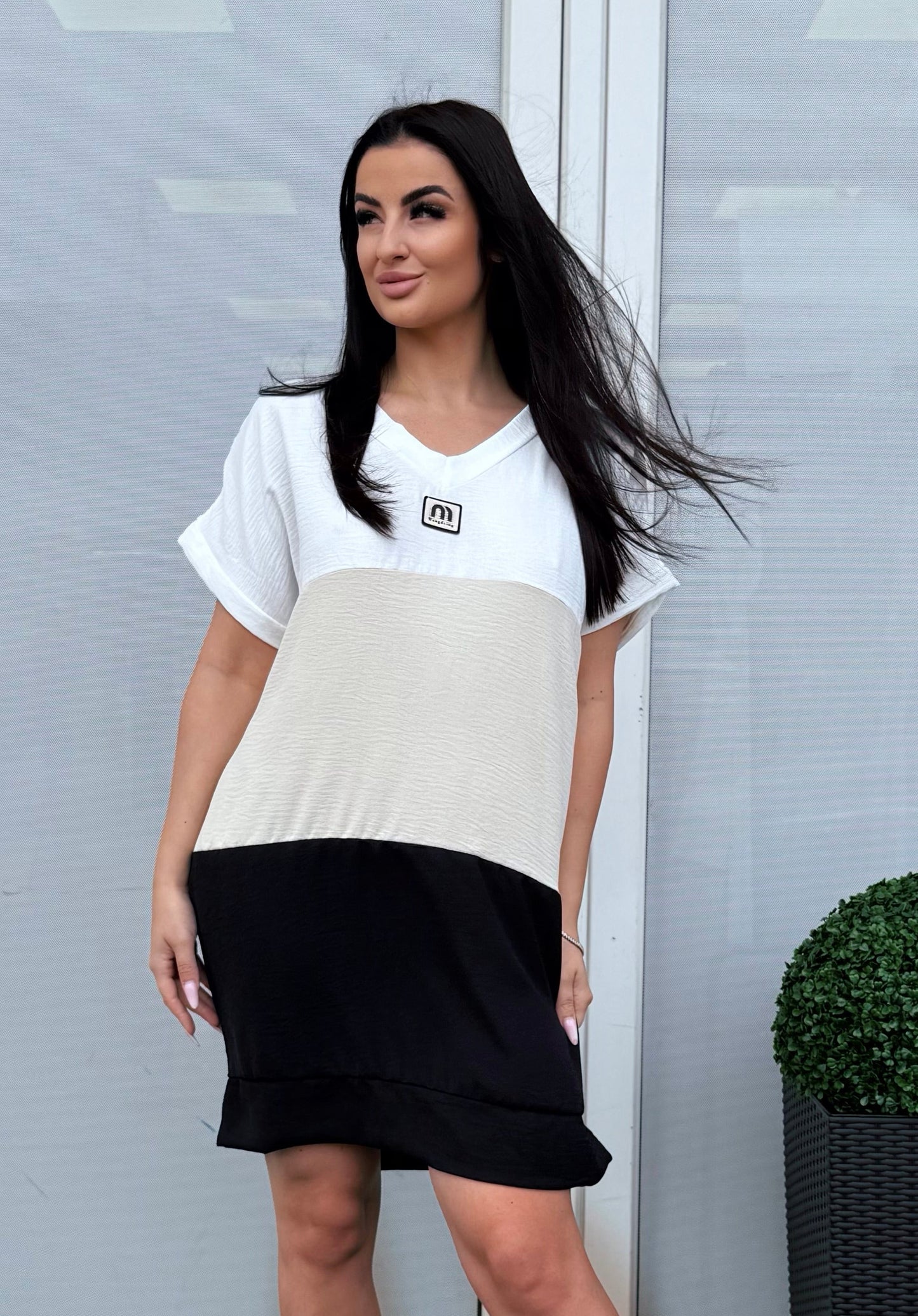 25196 TRICOLOR oversize ruha/tunika