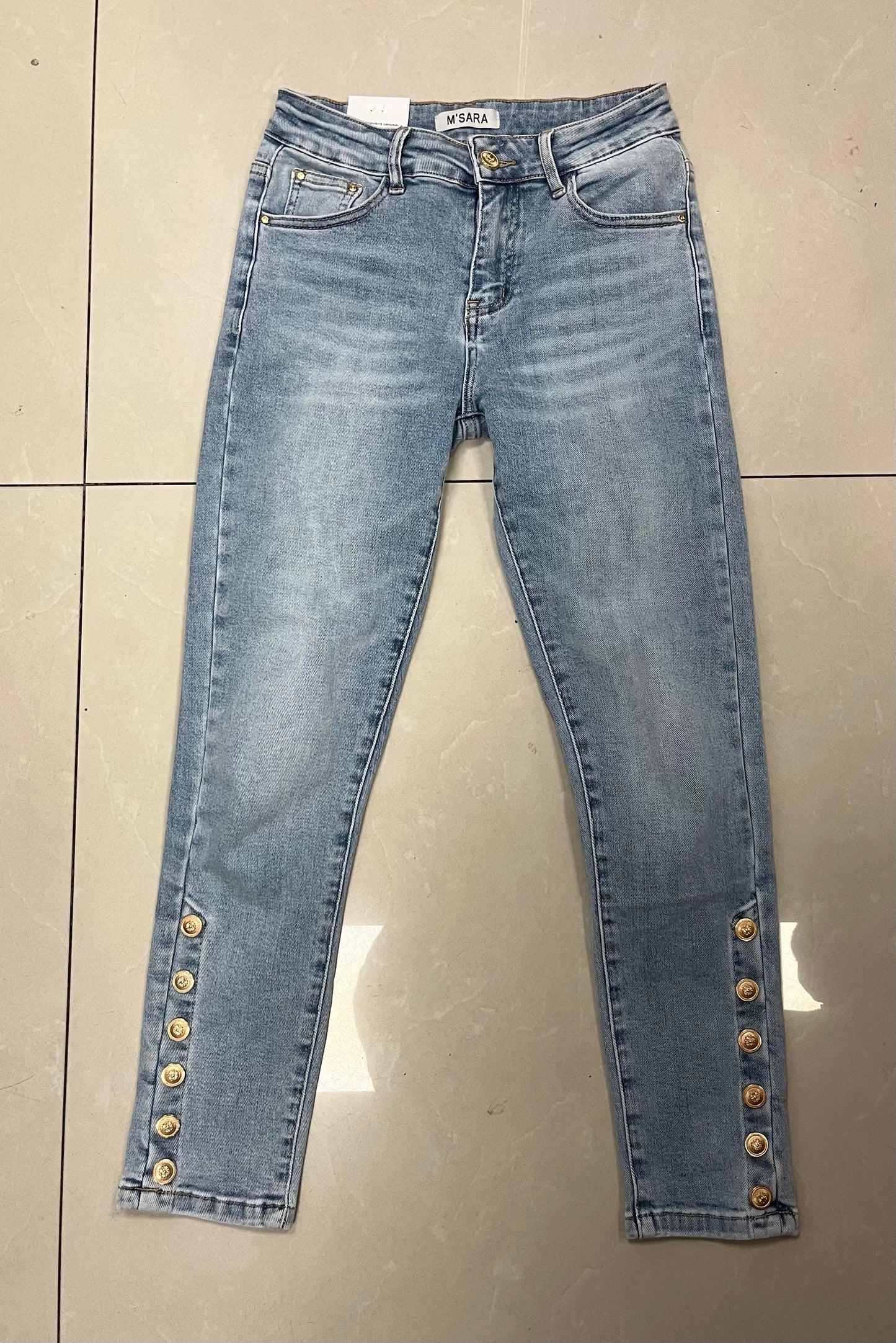 2716 BLUE  arany gombos farmernadrág