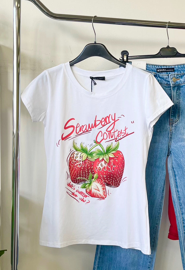 2415 STRAWBERRY CONTEST eper 🍓 pamut póló