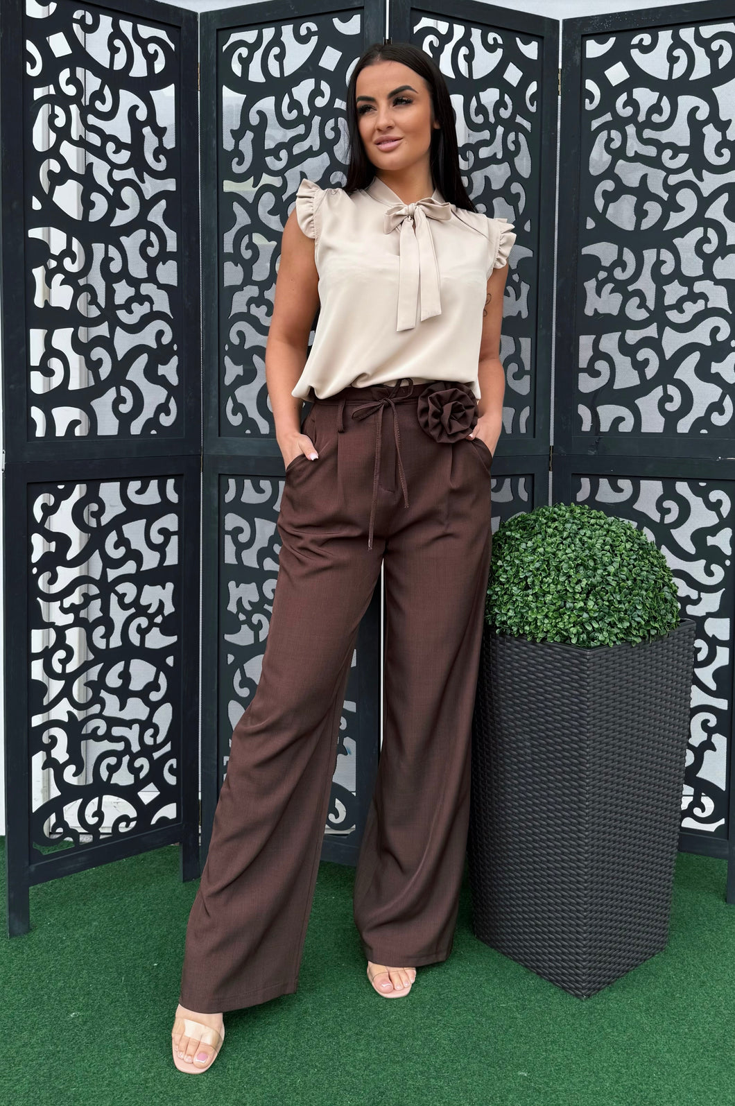 18680 ELLY magas derekú vászon nadrág