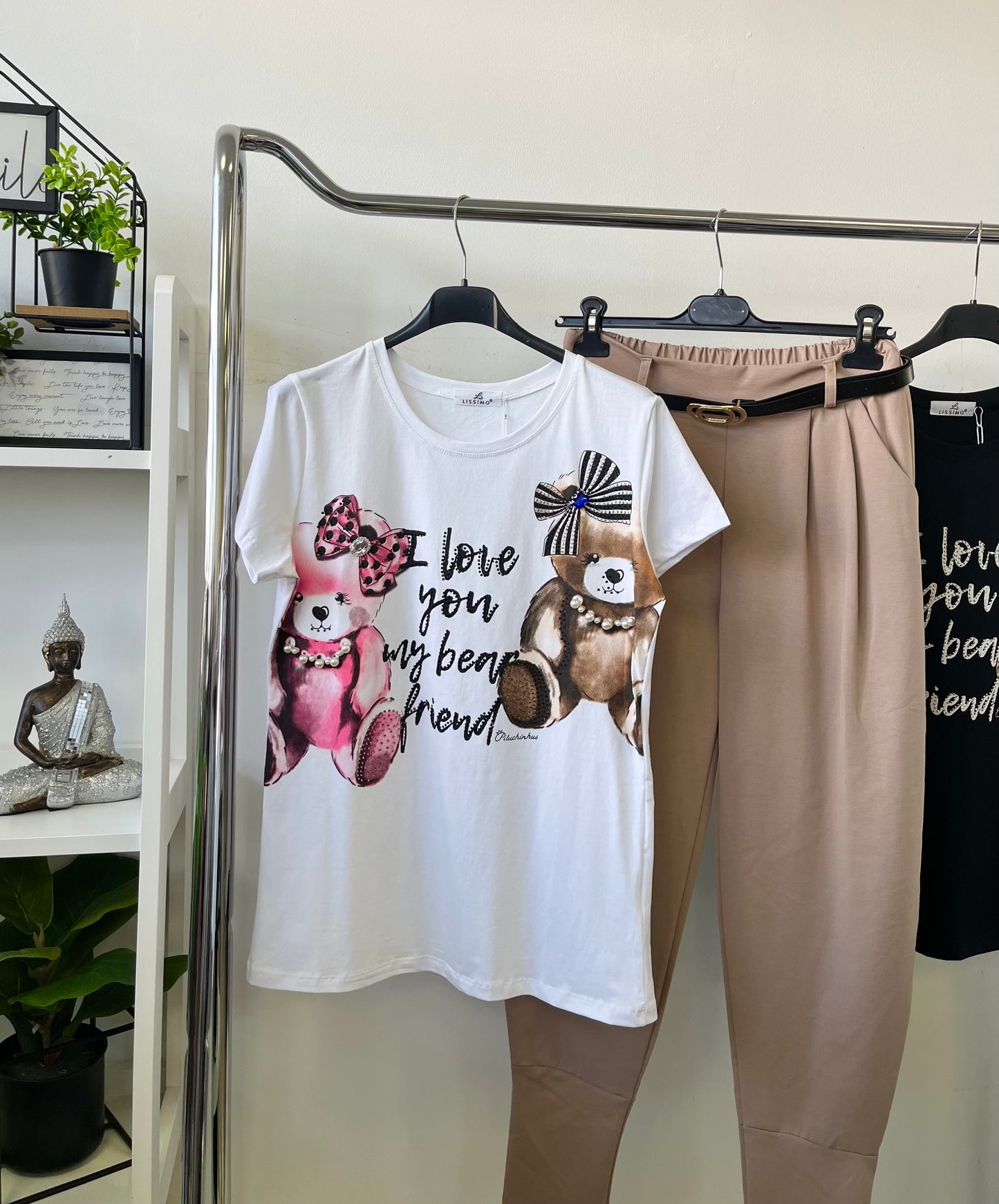 201 BEAR FRIENDS maci strasszos pamut póló