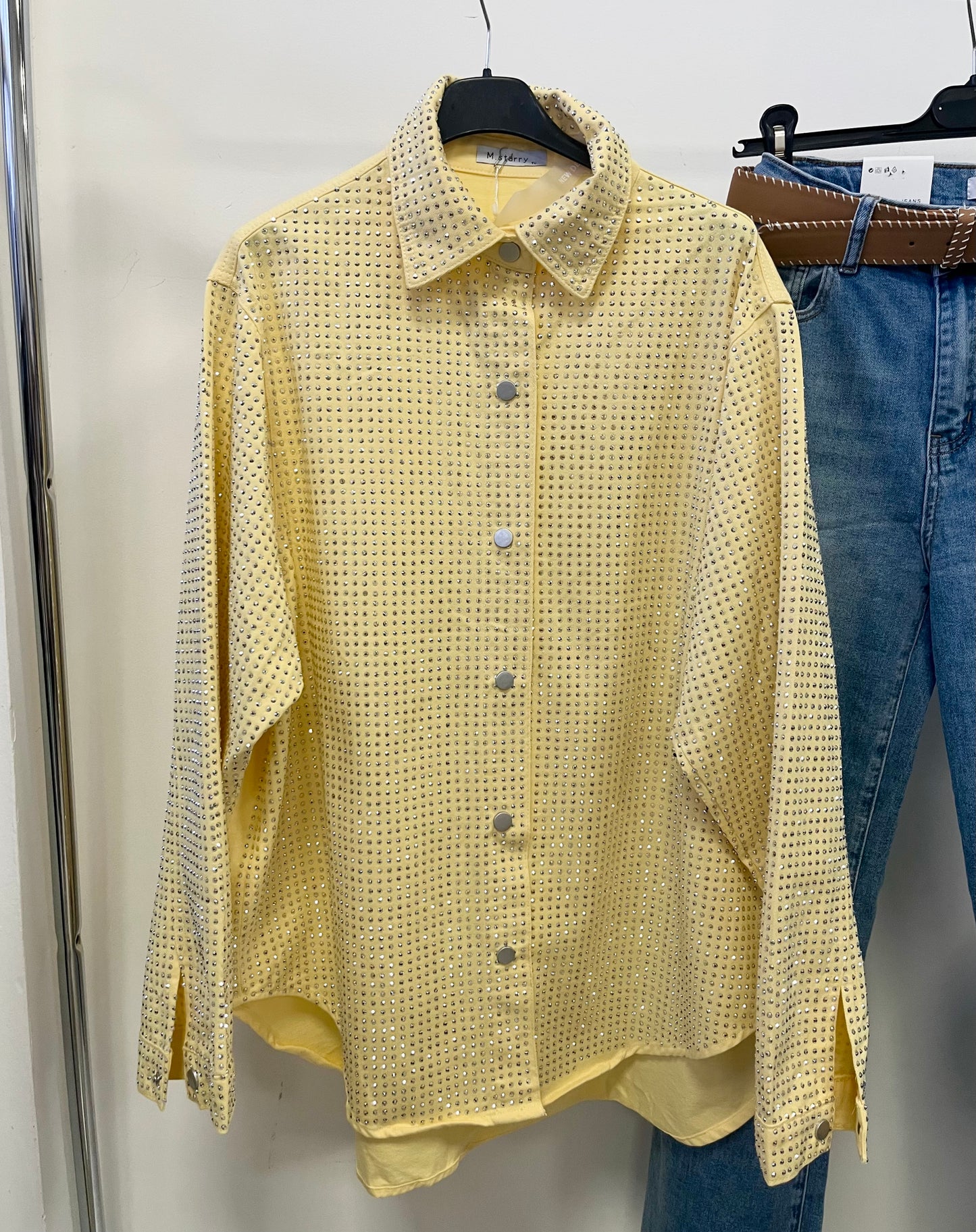 0185 YELLOW strasszköves oversize ing