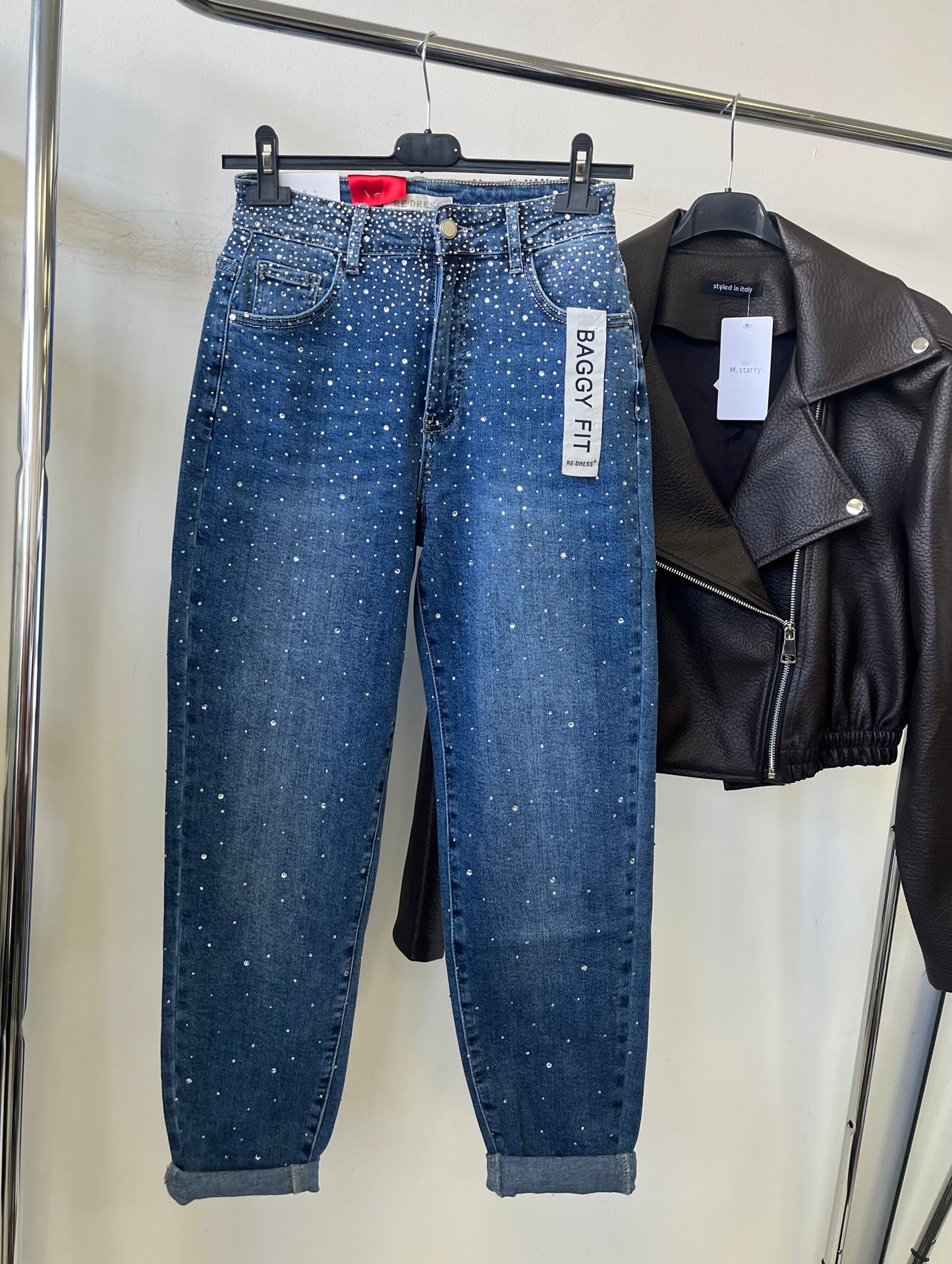 3398 TAMARA strasszköves baggy fit farmer nadrág