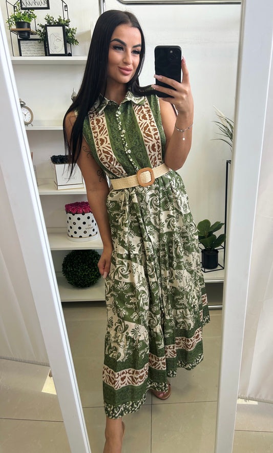 9992 LARA Vászon ruha övvel